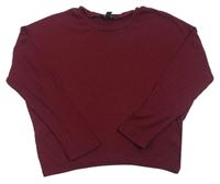 Vínový žebrovaný oversize svetr New Look