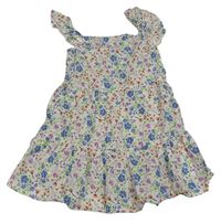 Bílé kytičkované plátěné šaty Primark 