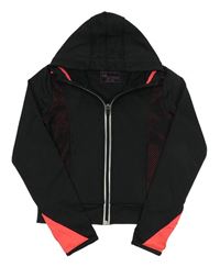 Černo-neonově růžová sportovní crop mikina s kapucí Yd.