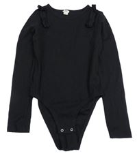 Černé žebrované body s mašlemi River Island