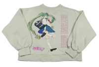 Šedá crop mikina s potiskem Hatsune Miku Zara 