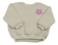 Smetanová huňatá mikina s kytičkou George