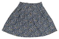 Tmavomodrá manšestrová sukně s kytičkami Name it
