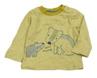 Pískovo-bílé pruhované triko s medvídky Nutmeg