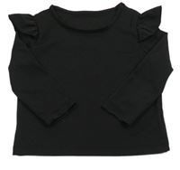 Černé triko s volánky Shein