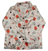 Broskvový saténový pyžamový kabátek s vánočním motivem