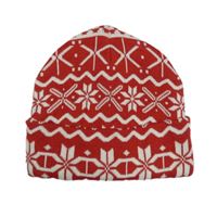 Červeno-bílá vzorovaná pletená čepice H&M