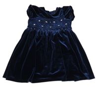 Tmavomodré sametové šaty s kytičkami Bhs