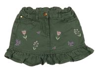 Khaki riflová sukně s kytičkami C&A