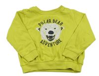 Limetková ovesize mikina s medvídkem Lupilu