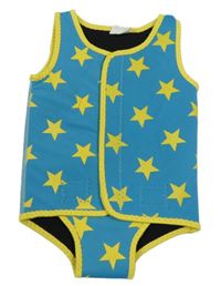 Tyrkysovo-žluté neoprenové body s hvězdičkami 