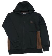 Černo-hnědá propínací mikina s kapucí Nutmeg