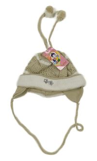 Nové - Béžovo-bílá pletená čepice s kamínky