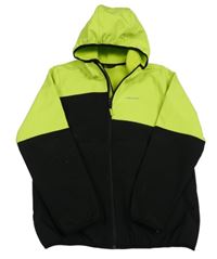 Černo-limetková softshellová bunda s kapucí Lewro