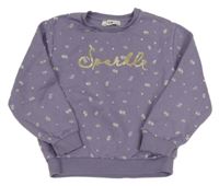 Levandulová mikina s kytičkami a nápisem C&A