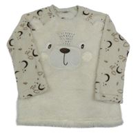 Smetanová chlupatá mikina s medvídkem Kiki&Koko