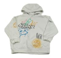 Bílá mikina s lebkou a kapucí Next