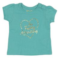 Azurové tričko s nápisem Primark