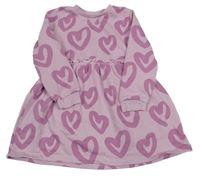 Růžové teplákové šaty se srdíčky Dunnes
