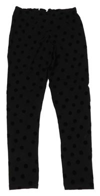 Černé legíny se sametovými puntíky M&S
