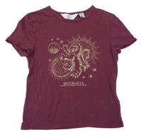 Vínové crop tričko s potiskem Harry Potter H&M