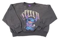 Šedá crop oversize mikina se Stitchem Disney