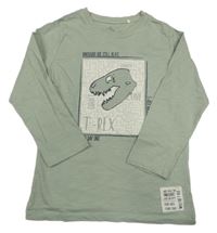 Zelenošedé triko s dinosaurem Topolino