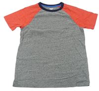 Šedo-červeno-tmavomodré melírované tričko OLD NAVY