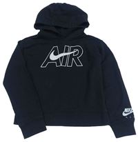 Černá crop mikina s logem a kapucí Nike Air