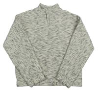 Bílo-šedo-černá melírovaná prošívaná vyteplená oversize mikina Matalan
