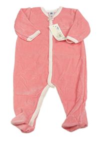 Nové - růžovo-bílý sametový overal s ptáčkem PETIT BATEAU
