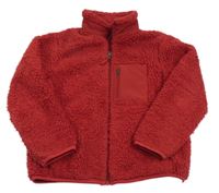 Tmavočervená huňatá podšitá bunda Uniqlo