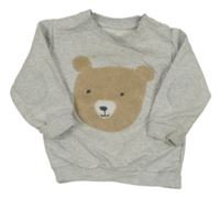 Světlešedá melírovaná mikina s medvídkem M&S