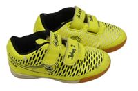 Křiklavě žluto-černo-bílé vzorované koženkové sálovky s logem JAKO vel. 28