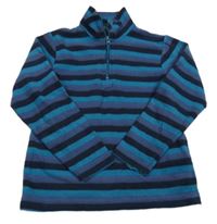 Modro-tmavomodro-černá pruhovaná fleecová funkční mikina MOUNTAIN WAREHOUSE