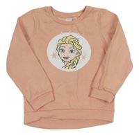 Broskvová mikina s překlápěcími flitry s Elsou C&A