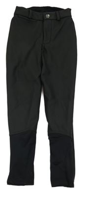 Černé koženkové funkční jezdecké kalhoty FOuganza 