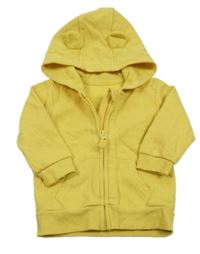 Žlutá propínací mikina s kapucí s oušky George