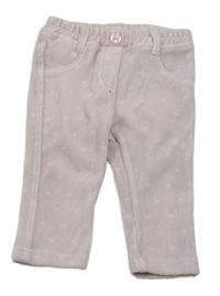 Světlerůžové puntíkaté žebrované sametové tregíny Benetton