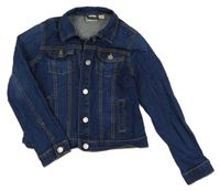 Tmavomodrá tepláková riflová crop bunda s límečkem alive