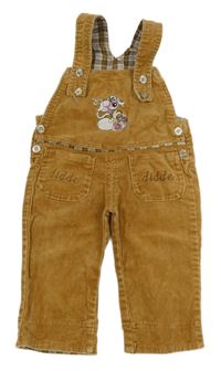 Hnědé manšestrové laclové kalhoty se zvířátky