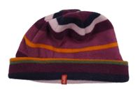 Vínovo-tmavovínovo-pruhovaná fleecová čepice ESPRIT