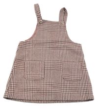 Mahagonovo-smetanové kostkované vzorované vlněné šaty Next