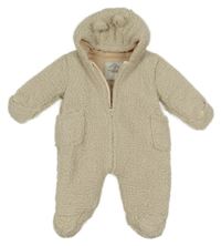 Světlebéžová huňatá zateplená kombinéza s kapucí s oušky George