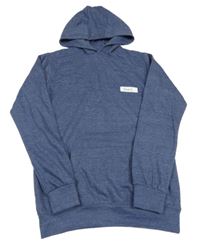 Tmavomodrá melírová propínací mikina s nápisy a kapsou a kapucí Y.F.K.