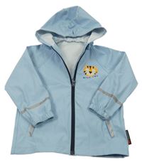 Světlemodrá nepromokavá bunda s tygrem a kapucí lupilu