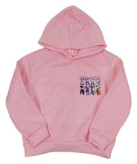 Světlerůžová teplá mikina s dívkami a kapucí 