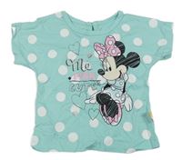 Mentolové tričko s Minnie a puntíky 