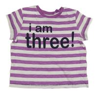 Borůvkovo-bílé pruhované melírované tričko s nápisy Next