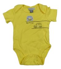 Žluté body s autíčky petit lem